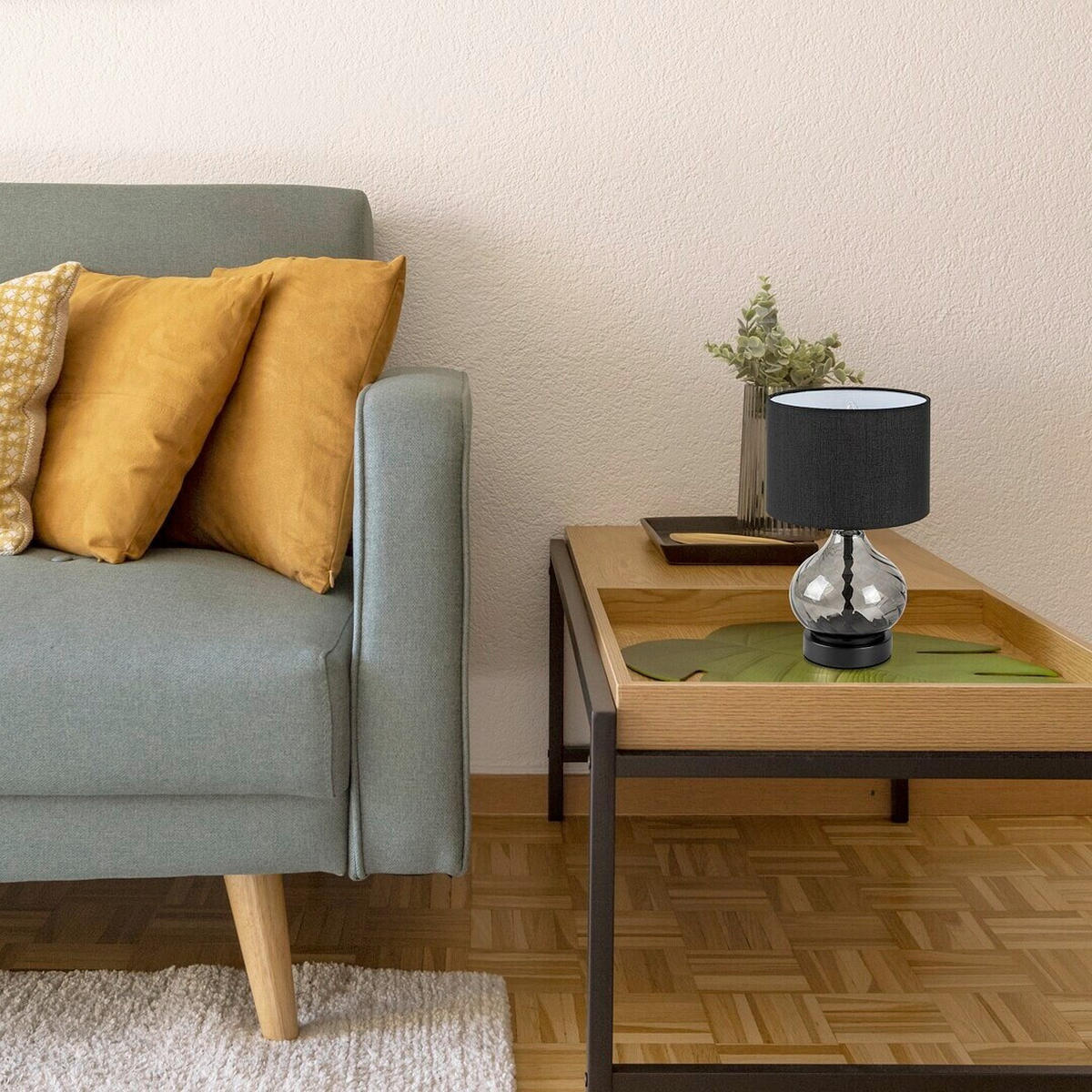 SVJETILJKA STOLNA Pirelo  - crna, Design, staklo/tekstil (20/33cm)