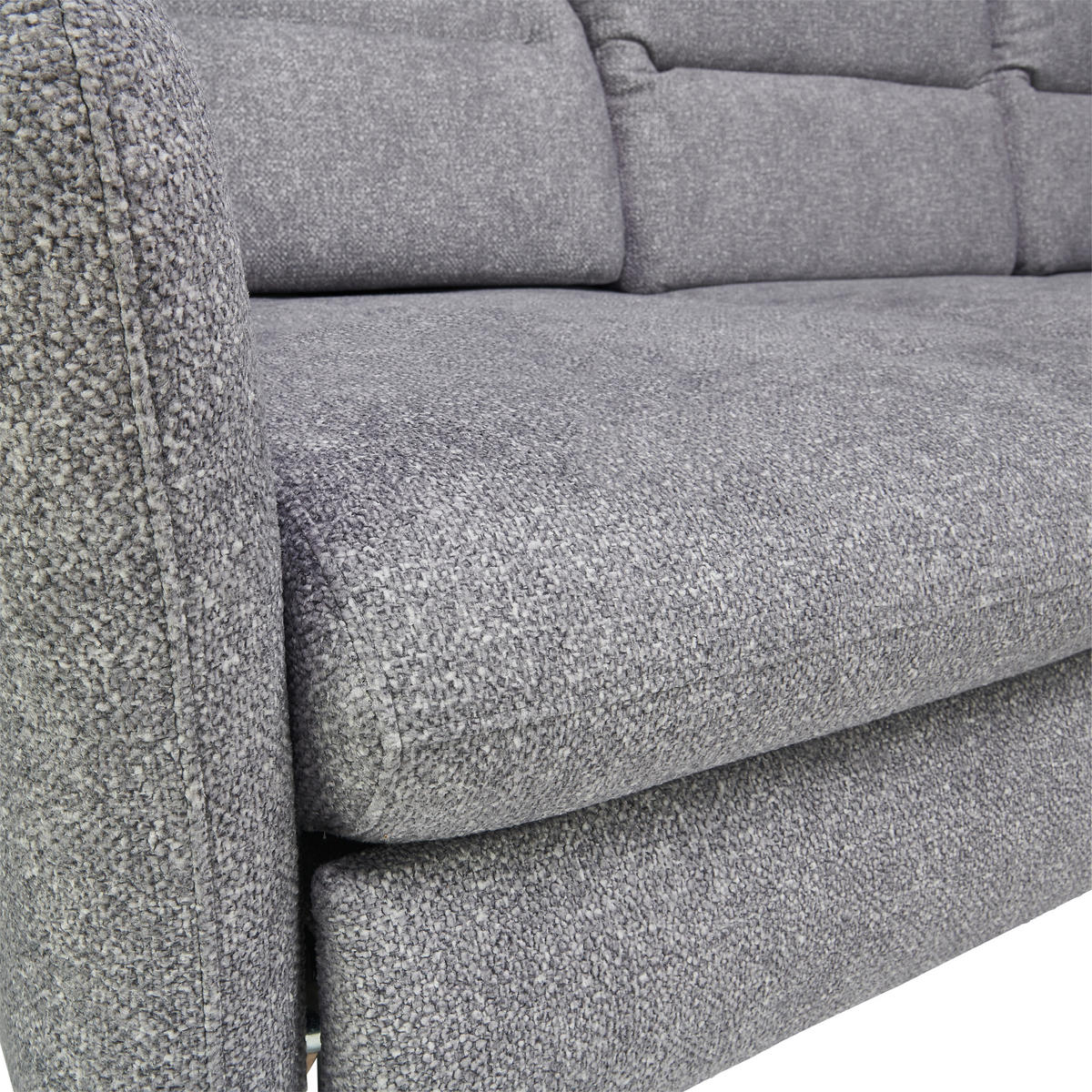 ECKSOFA Hellgrau Plüsch  - Hellgrau/Schwarz, KONVENTIONELL, Textil/Metall (254/190cm) - Livetastic