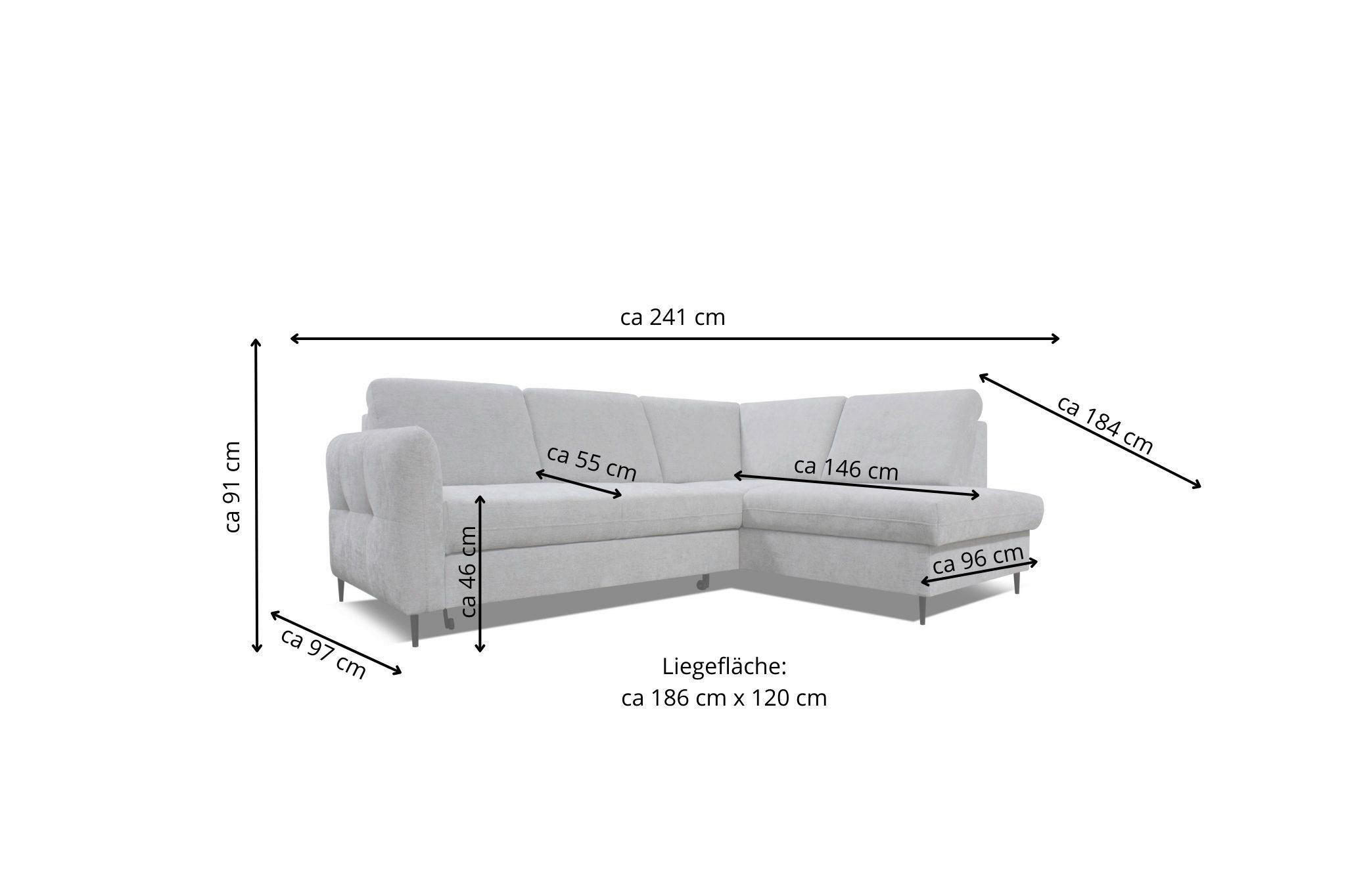 Thumbnail - Carryhome Ecksofa, Dunkelgrau, Textil, Buche, massiv, 3-Sitzer, Ottomane rechts, L-Form, 241x184 cm, Stoffauswahl, seite...