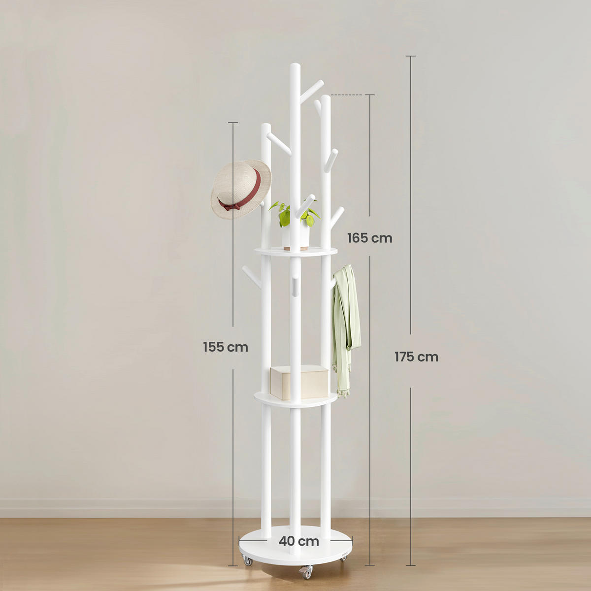 KLEIDERSTÄNDER in Weiß 40/175/40 cm   - Weiß, Trend, Holz/Holzwerkstoff (40/175/40cm) - Boxxx