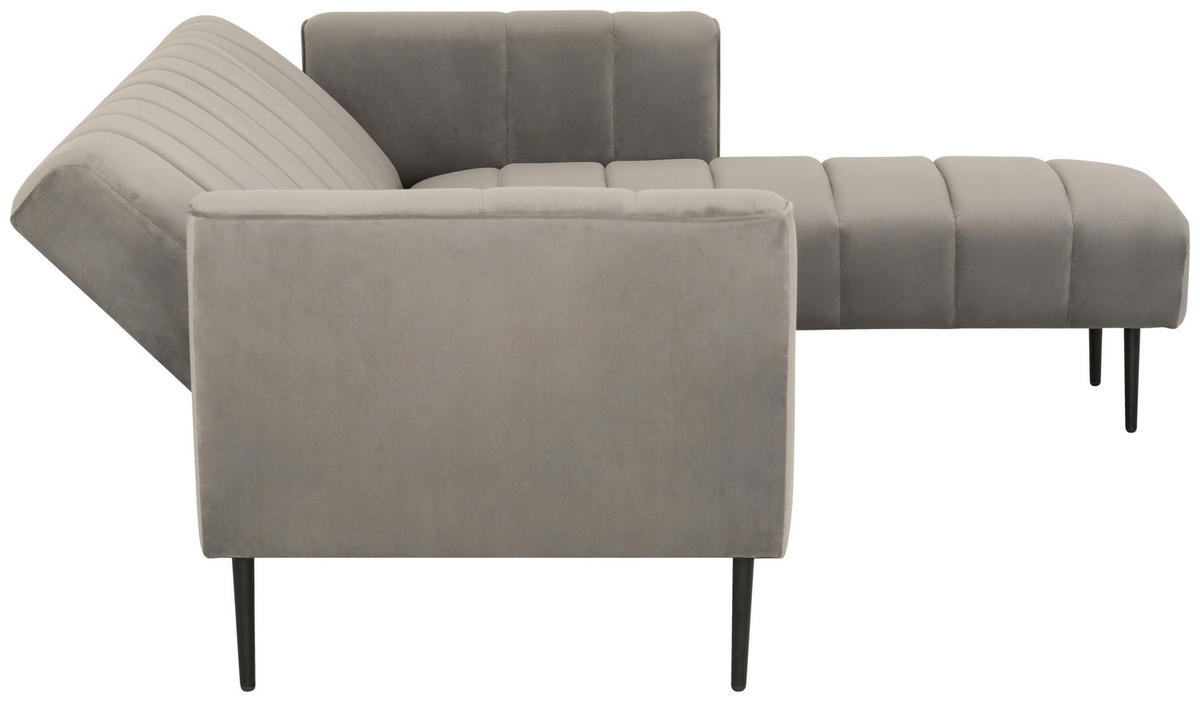ECKSOFA Grau Samt  - Schwarz/Grau, MODERN, Textil/Metall (253/87/169cm) - P & B