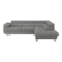 ECKSOFA Dunkelgrau Drell Bettkasten, Schlaffunktion, Rücken echt, Armteilverstellung, Kopfteilverstellung  - Dunkelgrau, MODERN, Textil/Metall (270/230cm) - MID.YOU