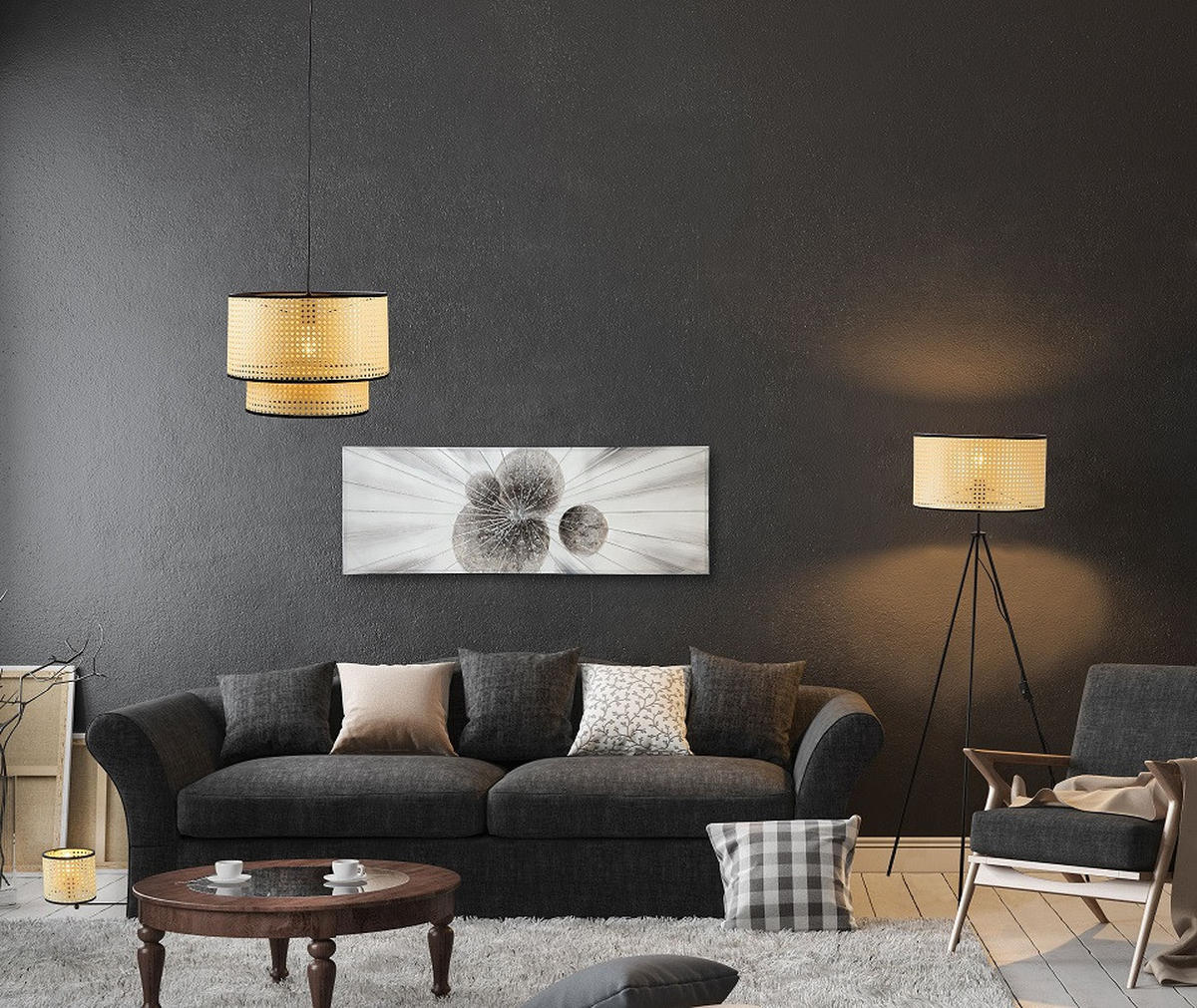 HÄNGELEUCHTE 40/150 cm  - Creme/Schwarz, Natur, Papier/Kunststoff (40/150cm) - Globo