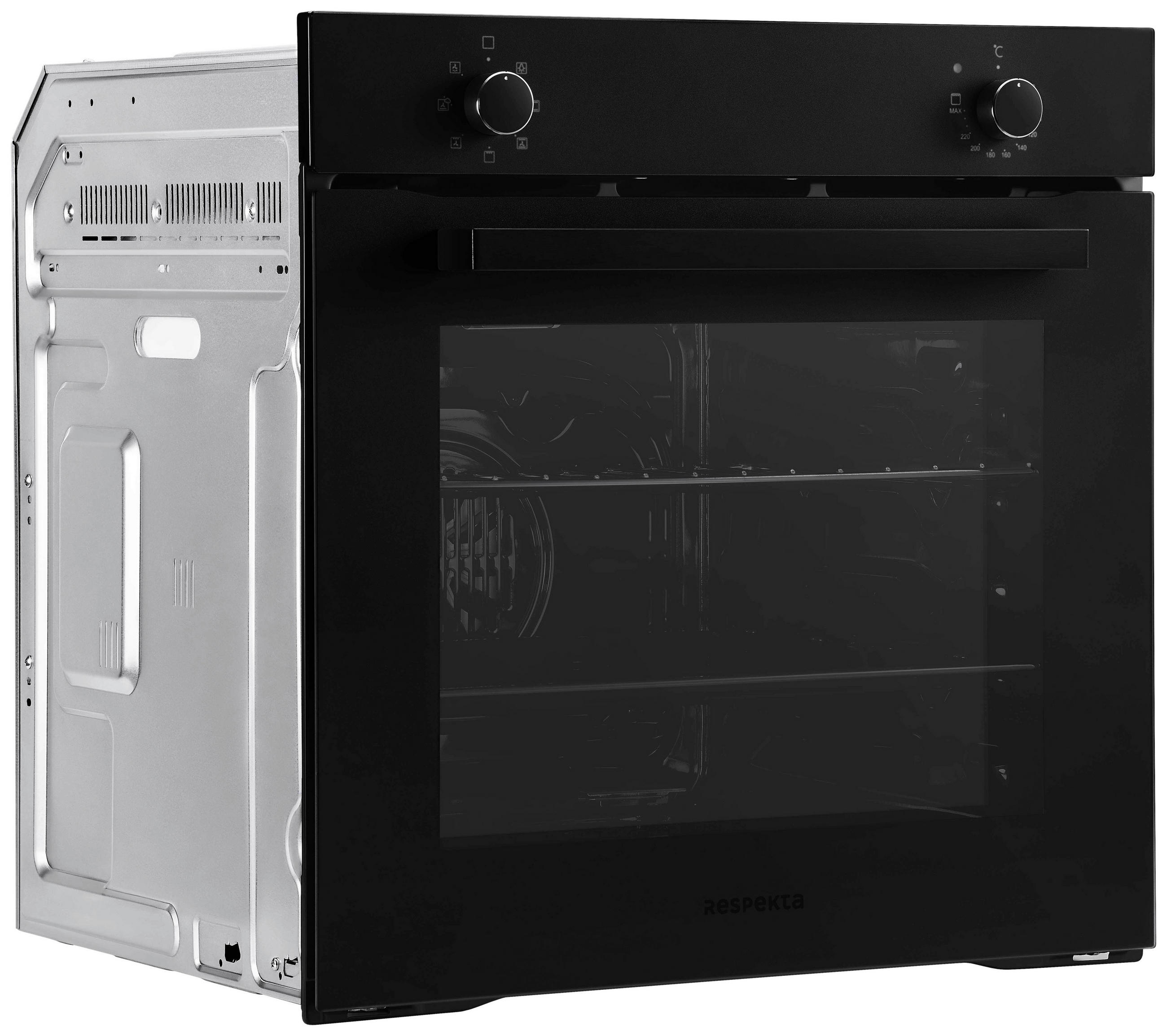 Thumbnail - Respekta Herdset, Schwarz, Metall, Glas, A, 59.5x64.5x52.1 cm, Kindersicherung, Restwärmeanzeige je Kochzone, Timerfunkt...