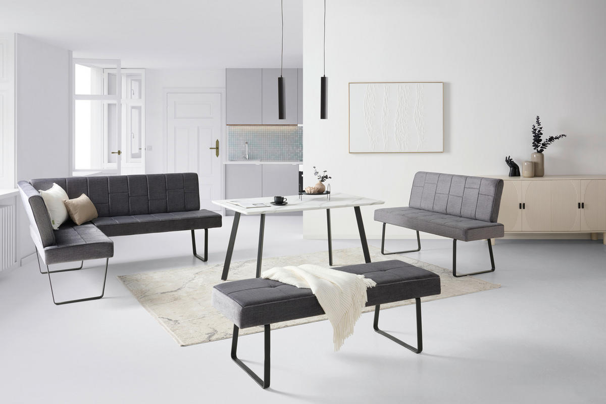 ECKBANK 150/190 cm  in Dunkelgrau  - Dunkelgrau/Schwarz, KONVENTIONELL, Textil/Metall (150/190cm) - MID.YOU