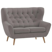 2-SITZER-SOFA in Flachgewebe Taupe  - Taupe/Eichefarben, Design, Holz/Holzwerkstoff (138/104/92cm) - Stylife