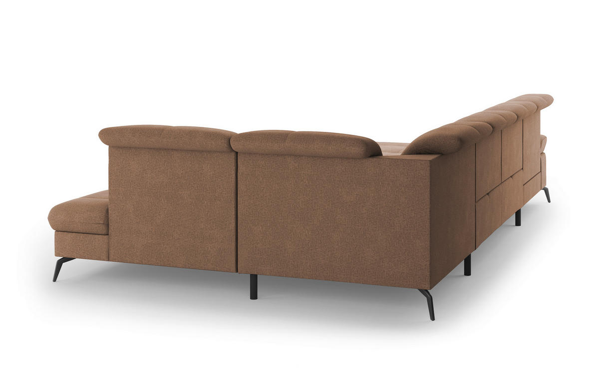 WOHNLANDSCHAFT in Flachgewebe Hellbraun  - Hellbraun/Schwarz, Konventionell, Textil/Metall (185/357/231cm) - Sit & More
