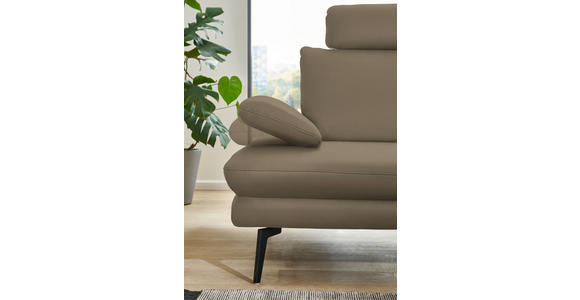 ECKSOFA in Echtleder Beige 310/180 cm - Beige/Schwarz, Design, Leder/Metall (310/180cm) - Dieter Knoll