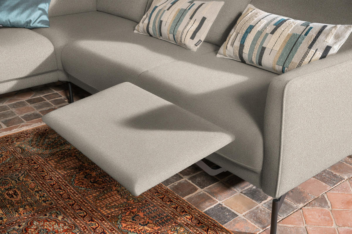 ECKSOFA in Struktur, Flachgewebe Beige  - Anthrazit/Beige, Design, Textil/Metall (230/254cm) - Johann Jakob