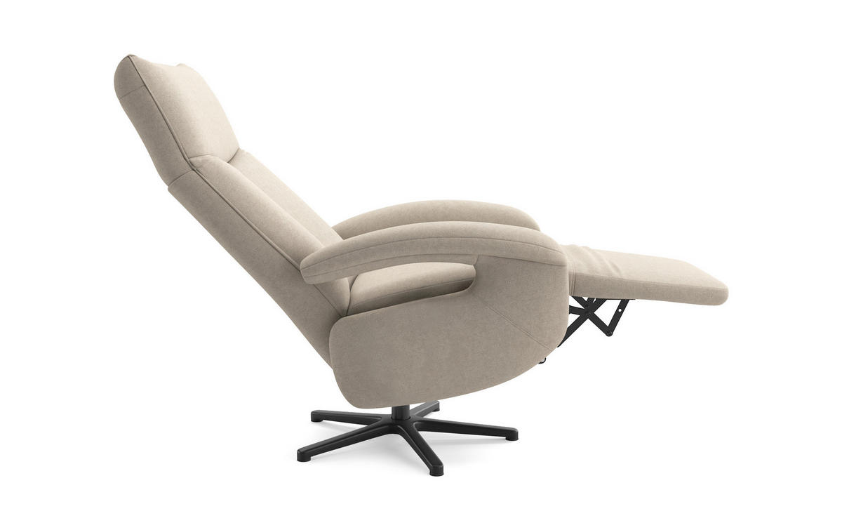 RELAXSESSEL Flachgewebe Kopfteilverstellung, Rücken echt    - Taupe/Schwarz, MODERN, Textil/Metall (74/112/82cm) - Sit & More