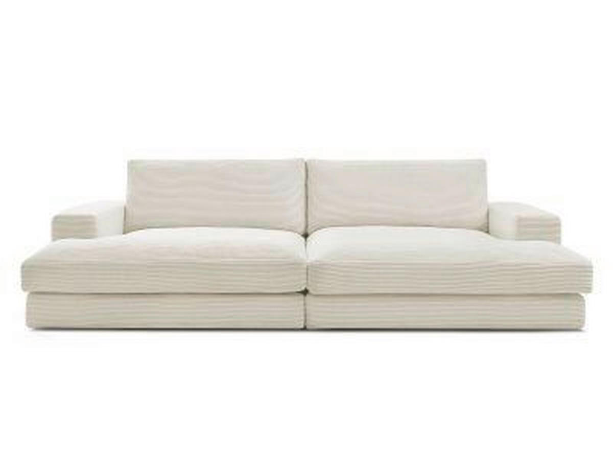 BIGSOFA LEONARD Cord Beige  - Beige/Schwarz, MODERN, Kunststoff/Textil (274/77/159cm)