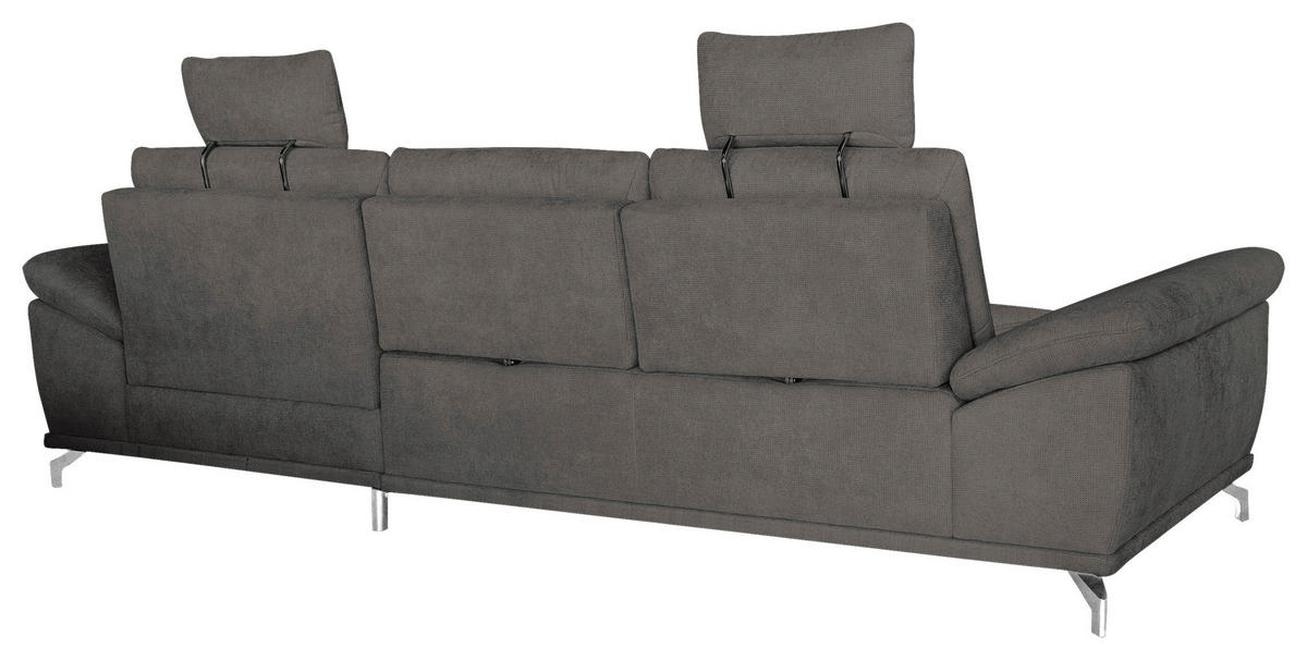 ECKSOFA Grau Flachgewebe Bettkasten, Schlaffunktion, Sitztiefenverstellung, Kopfstütze, Liegefläche im Originalstoff  - Silberfarben/Grau, KONVENTIONELL, Textil/Metall (301/176cm) - Sit & More