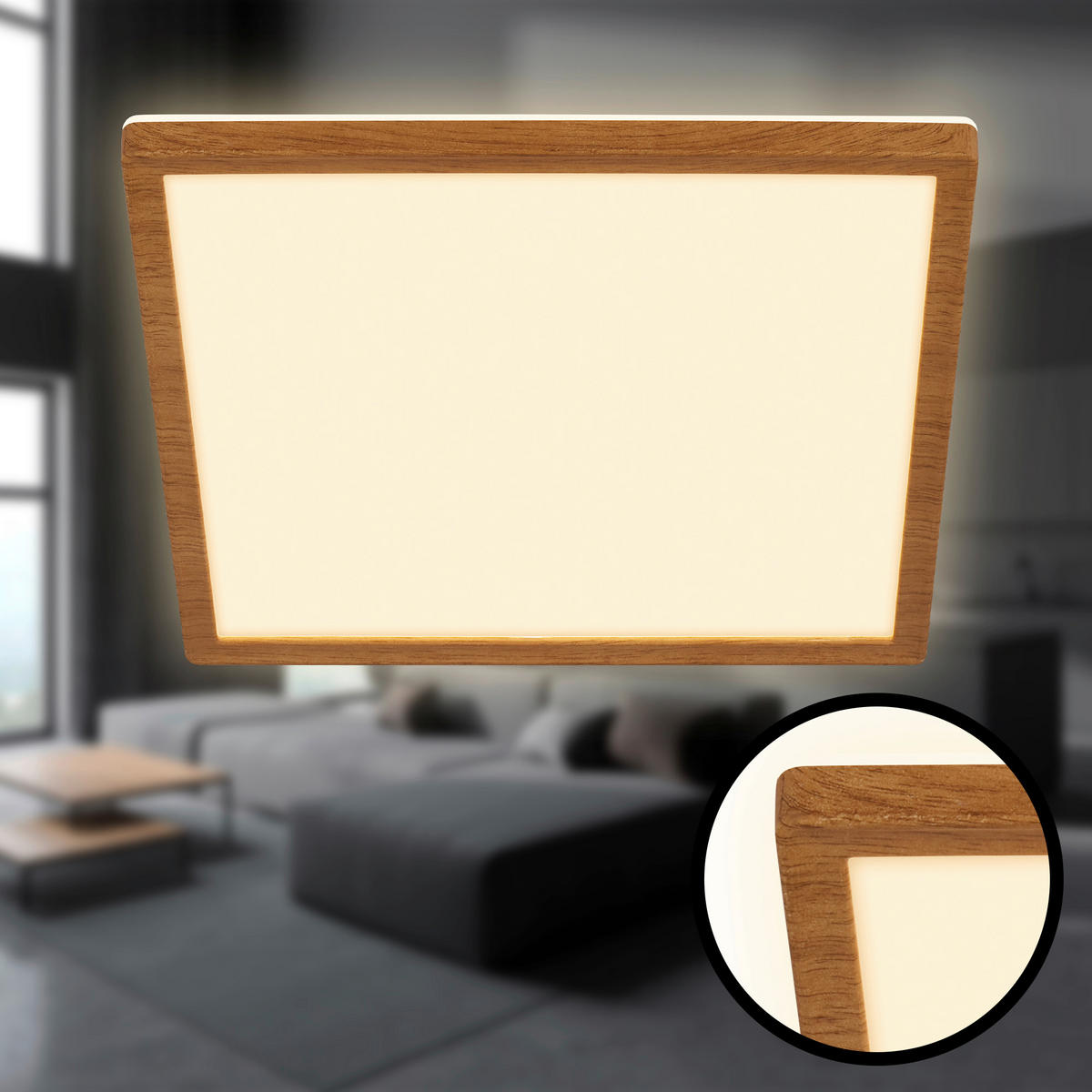 LED-PANEEL Tava Wood 29/29/3 cm   - Hellbraun, Basics, Kunststoff (29/29/3cm)