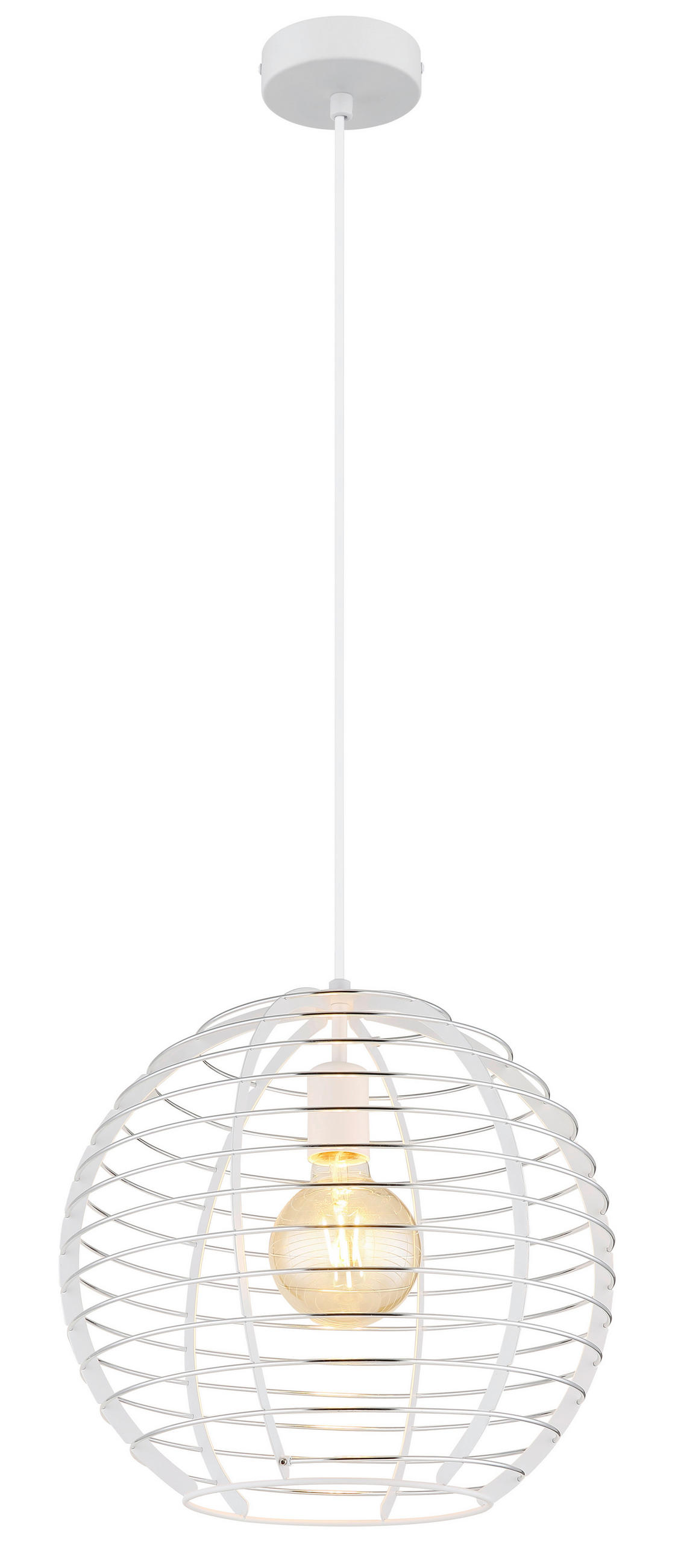 HÄNGELEUCHTE 35/120 cm  - Chromfarben/Weiß, Basics, Kunststoff/Metall (35/120cm) - Globo