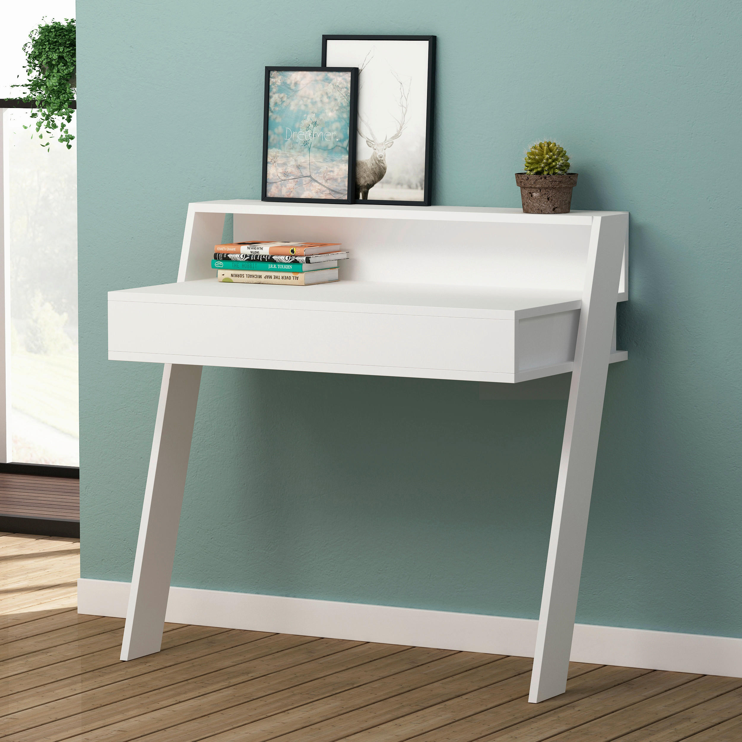 SCHREIBTISCH  in Weiss  - Weiss, Design, Holzwerkstoff (94/91/50cm) - Livetastic