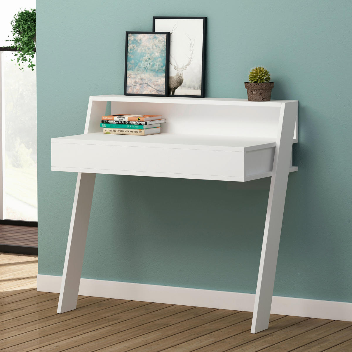 SCHREIBTISCH  in Weiss  - Weiss, Design, Holzwerkstoff (94/91/50cm) - Livetastic