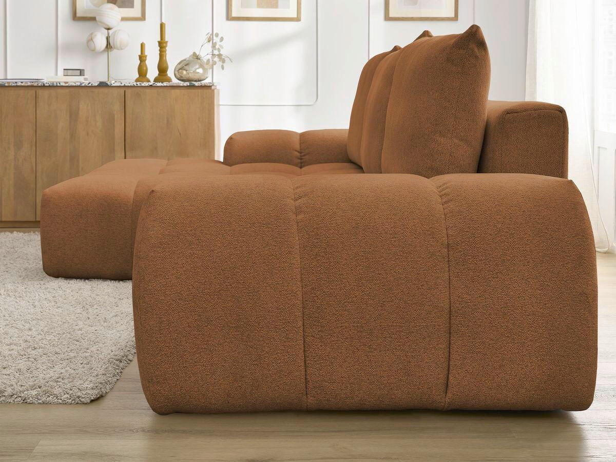 ECKSCHLAFSOFA EVEREST  mit Rücken echt, Armteil links, Armteil rechts Flachgewebe Orange  - Schwarz/Orange, MODERN, Kunststoff/Textil (180/318cm) - Livetastic