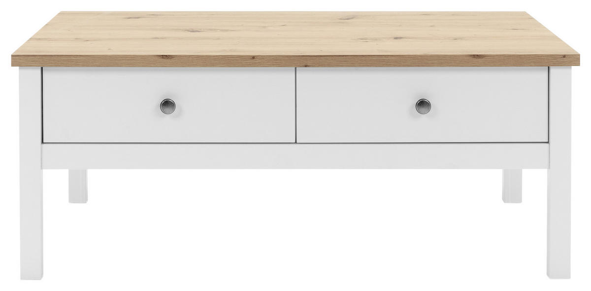 COUCHTISCH 100/60/40 cm rechteckig Weiß  - Alufarben/Weiß, KONVENTIONELL, Holzwerkstoff/Metall (100/60/40cm) - MID.YOU
