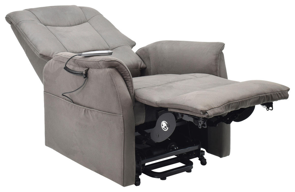 FERNSEHSESSEL  mit Webstoff Dunkelbraun Relaxfunktion, Aufstehhilfe, ausziehbare Fußstütze  - Dunkelbraun, KONVENTIONELL, Textil/Metall (82/111/78/89/175cm) - Cantus
