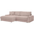 ECKSOFA in Cord Rosa  - Schwarz/Rosa, MODERN, Kunststoff/Textil (180/300cm) - Carryhome