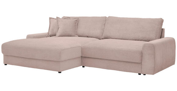 ECKSOFA in Cord Rosa  - Schwarz/Rosa, MODERN, Kunststoff/Textil (180/300cm) - Carryhome