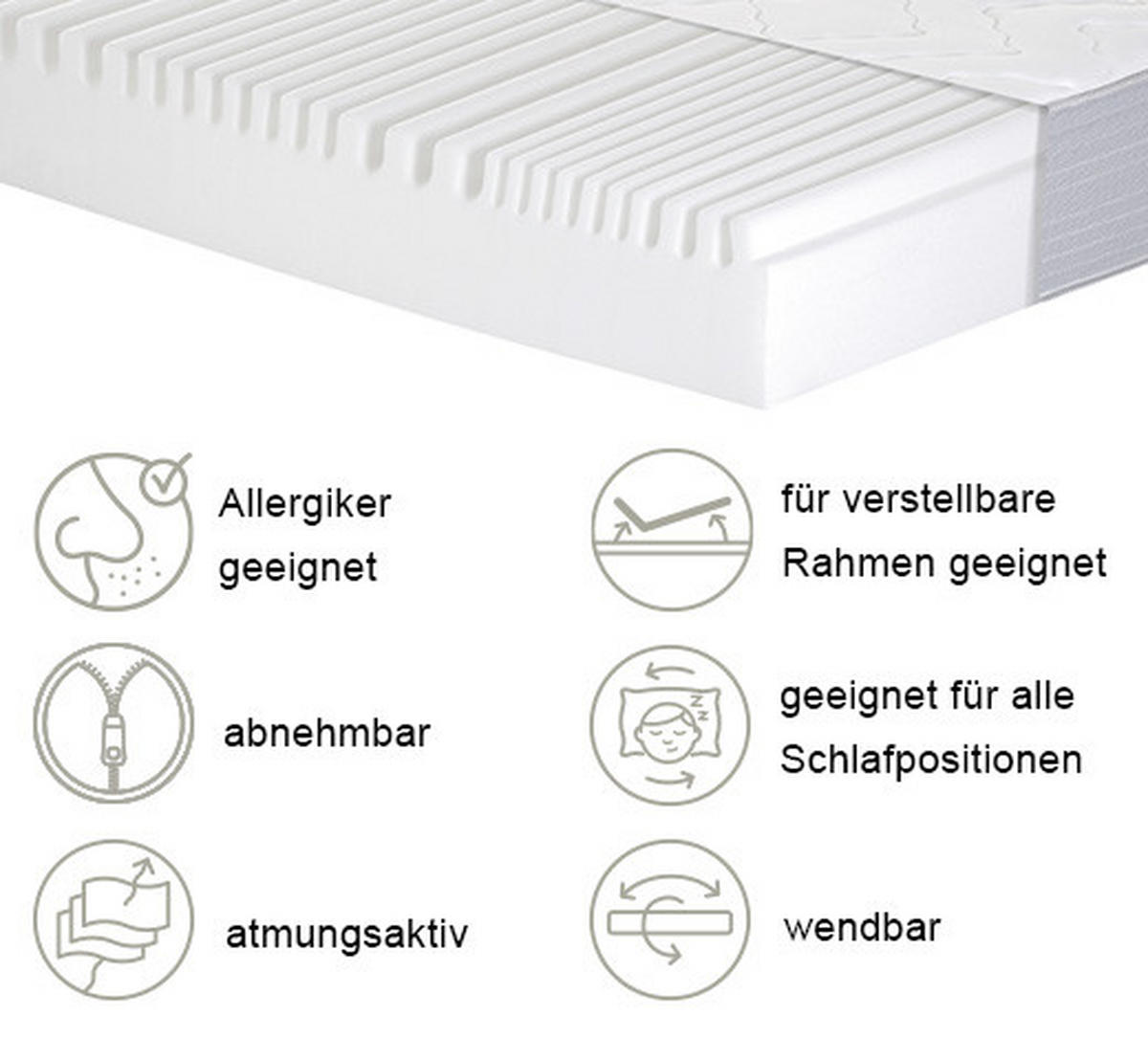 VISCOMATRATZE - Weiß, Basics, Textil (100/200cm) - MID.YOU