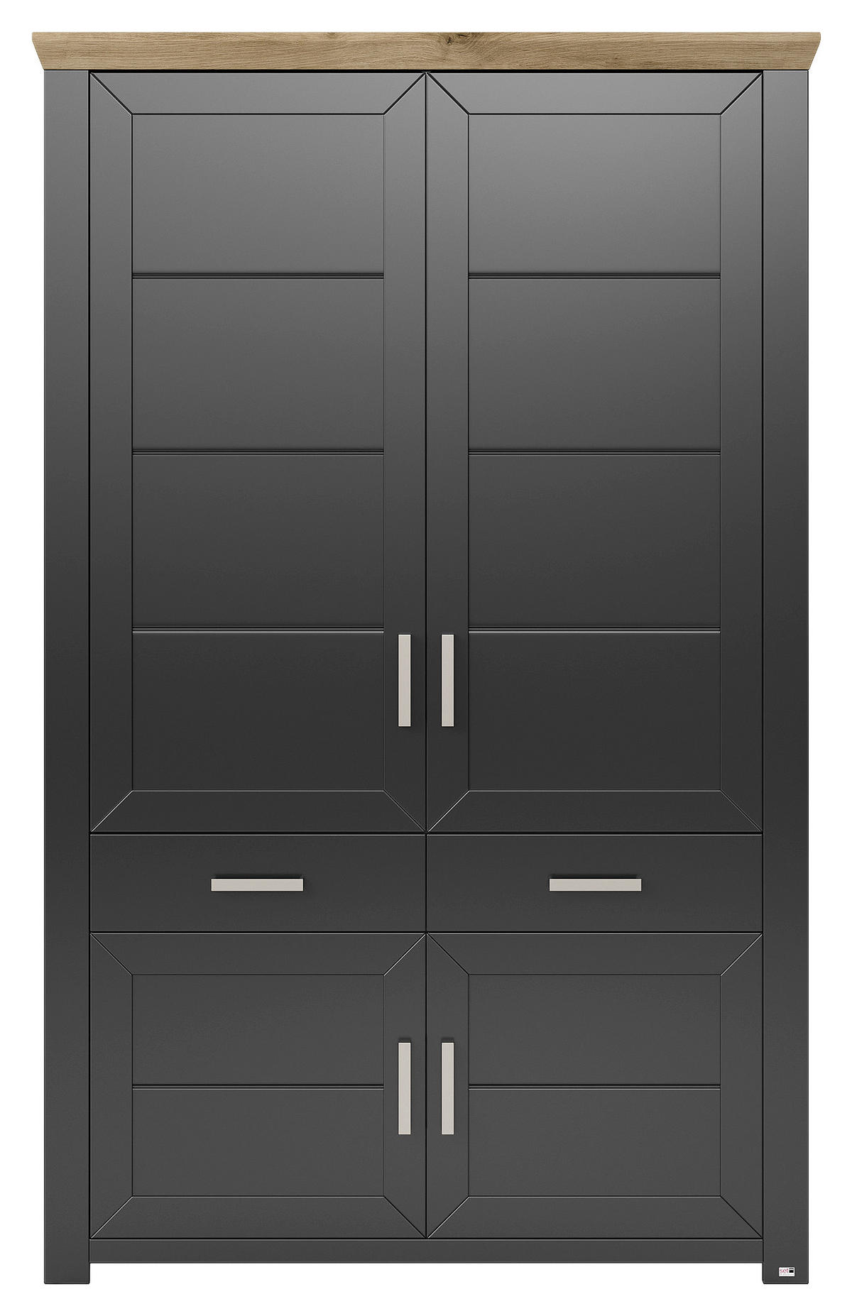 REGAL Graphitfarben, Eiche Artisan  - Graphitfarben/Eiche Artisan, Design, Holzwerkstoff/Metall (129,3/206,6/42,2cm) - SetOne by Musterring