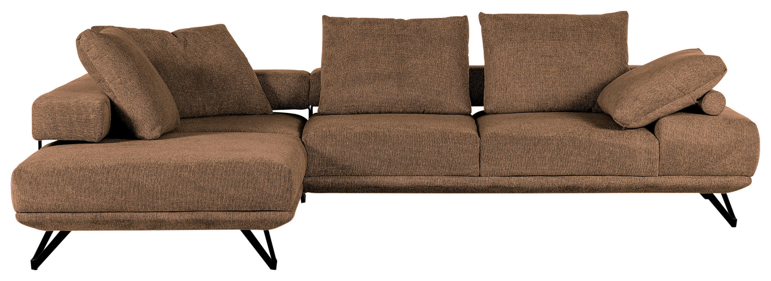 HÖRNSOFFA i flatväv cognacfärgad  - cognacfärgad/svart, Klassisk, metall/textil (240/310cm) - MID.YOU