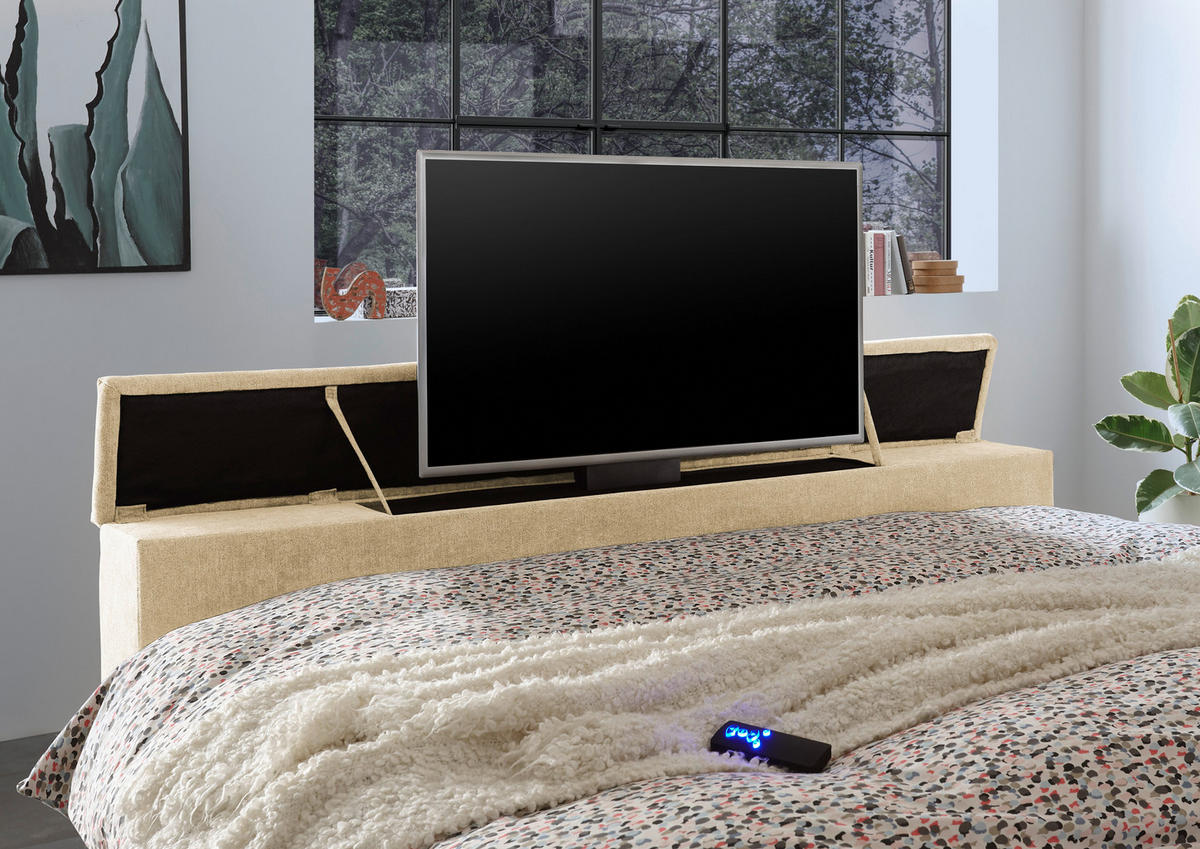 BOXSPRING-ÁGY 180/200 cm  homok  - homok, Konventionell, textil (180/200cm) - Carryhome