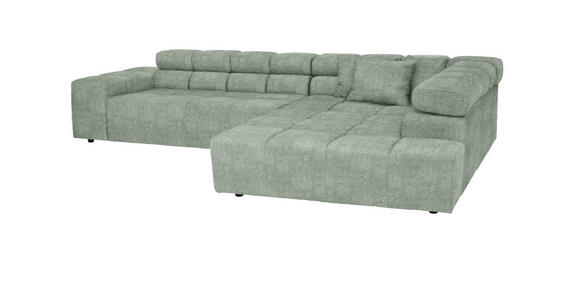 ECKSOFA Mintgrün Velours  - Schwarz/Grau, Design, Kunststoff/Textil (317/213cm) - Hom`in