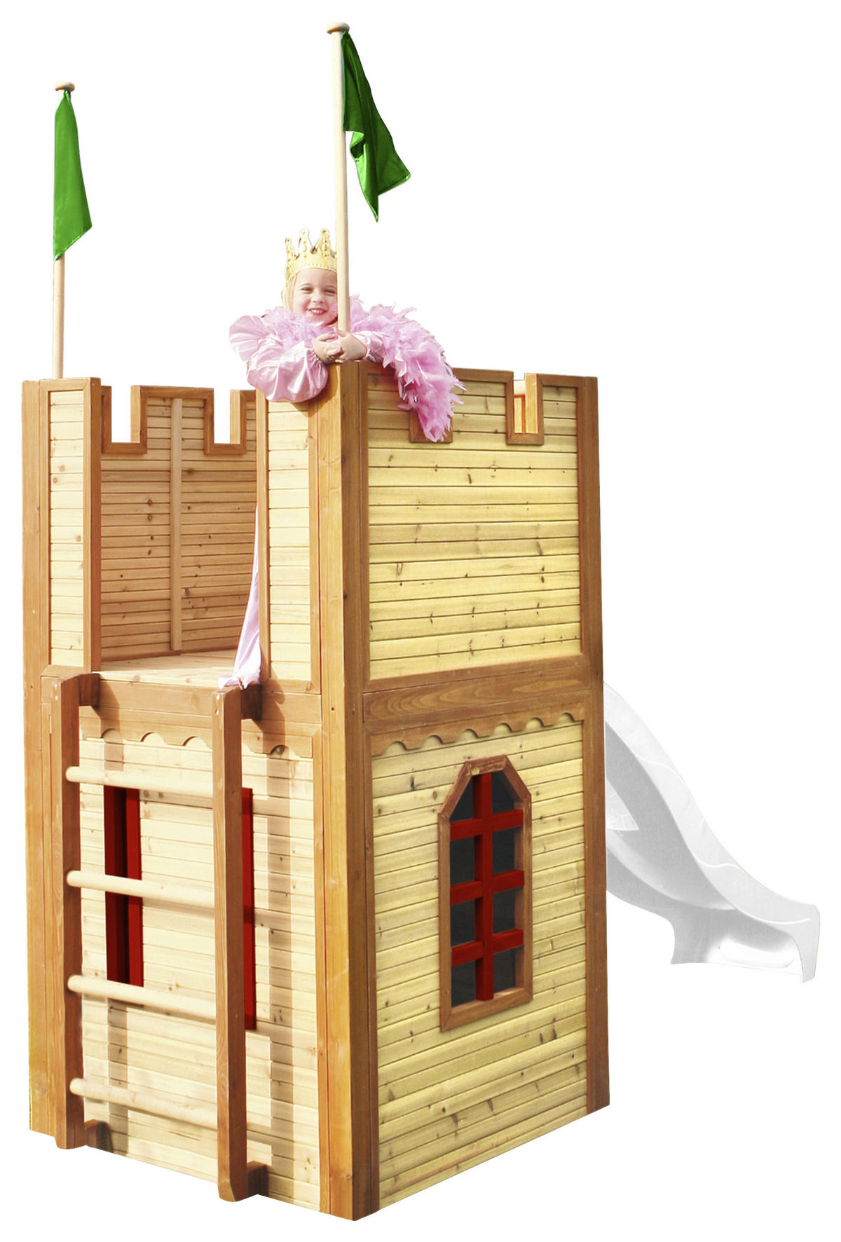 SPIELHAUS 319/195/110 cm  - Weiss/Rot, Konventionell, Holz/Kunststoff (319/195/110cm)