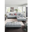 ECKSOFA  in Webstoff Hellgrau  302/216 cm  - Hellgrau/Schwarz, Design, Holz/Textil (302/216cm) - Xora