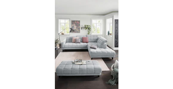 ECKSOFA  in Webstoff Hellgrau  302/216 cm  - Hellgrau/Schwarz, Design, Holz/Textil (302/216cm) - Xora