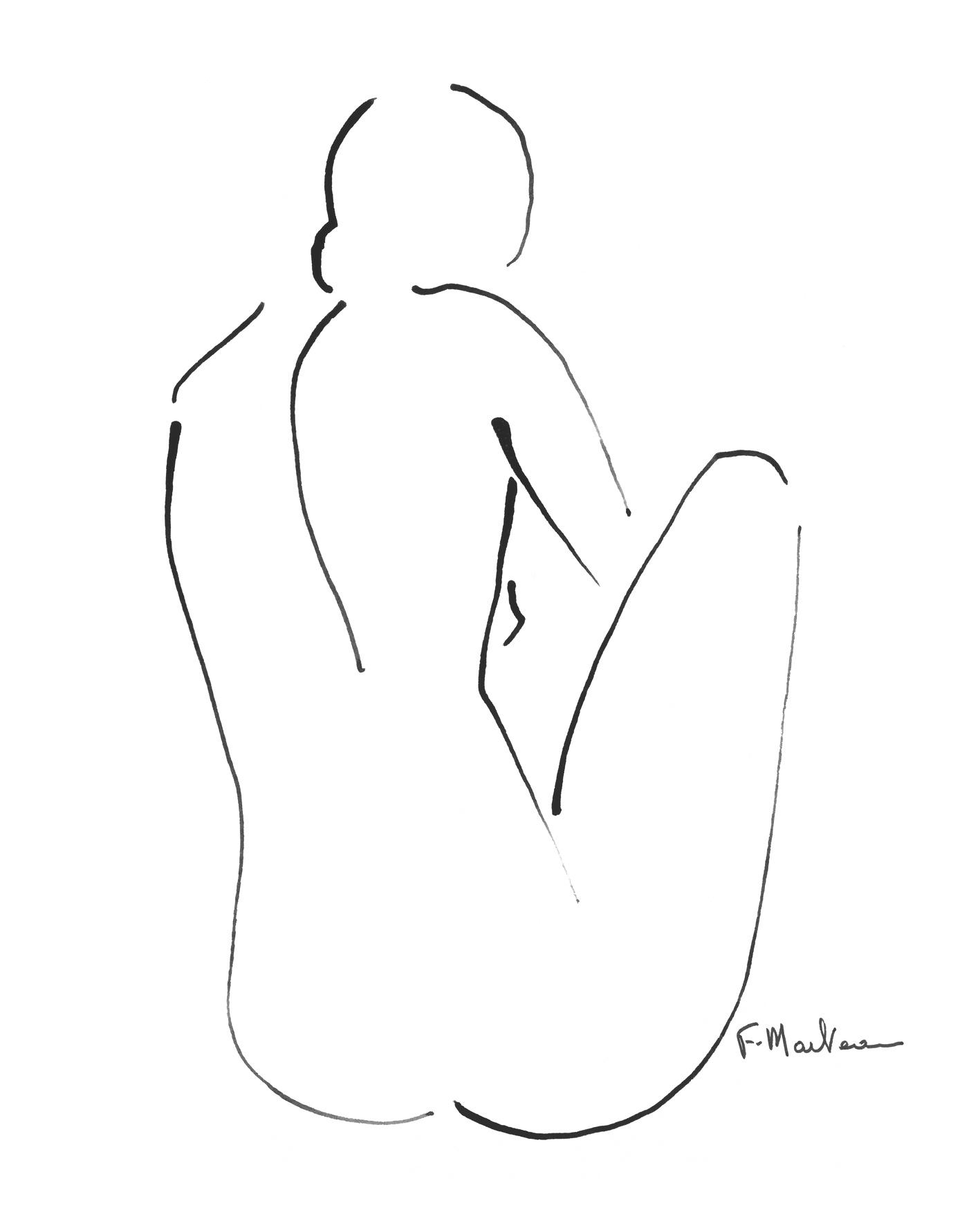 KUNSTDRUCK Frédérique Marteau Frauen, Zeichnung Aurély  - Schwarz/Weiß, Basics, Papier (40/50cm) - Monee
