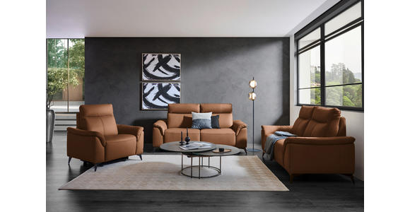 SESSEL in Echtleder Cognac  - Cognac/Schwarz, Design, Leder/Metall (107/105/98cm) - Belluti