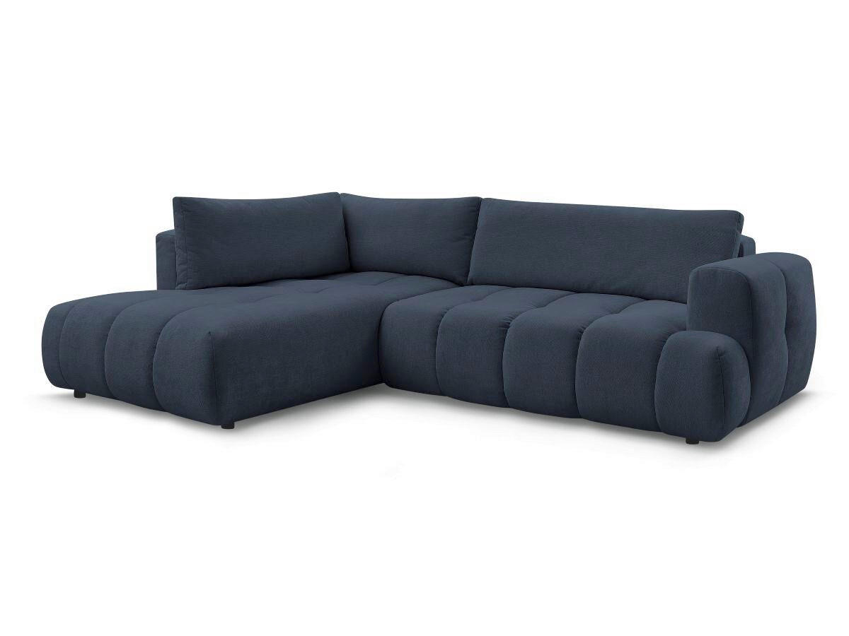 ECKSCHLAFSOFA FUJI Leinenoptik Dunkelblau  inkl.  - Schwarz/Dunkelblau, MODERN, Kunststoff/Textil (204/282cm)