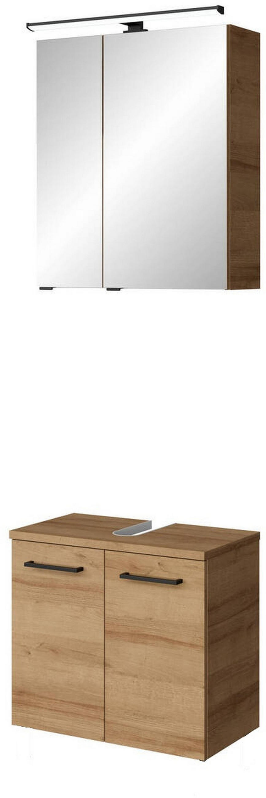 BADEZIMMER 3-teilig  in 60 cm  - Eichefarben/Schwarz, KONVENTIONELL, Holzwerkstoff/Metall (60cm) - Pelipal