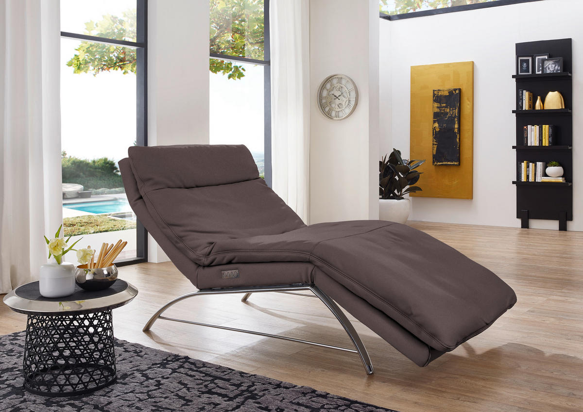 RELAXLIEGE in Echtleder Dunkelbraun  - Dunkelbraun/Alufarben, Basics, Leder (95/91/170cm) - Chilliano
