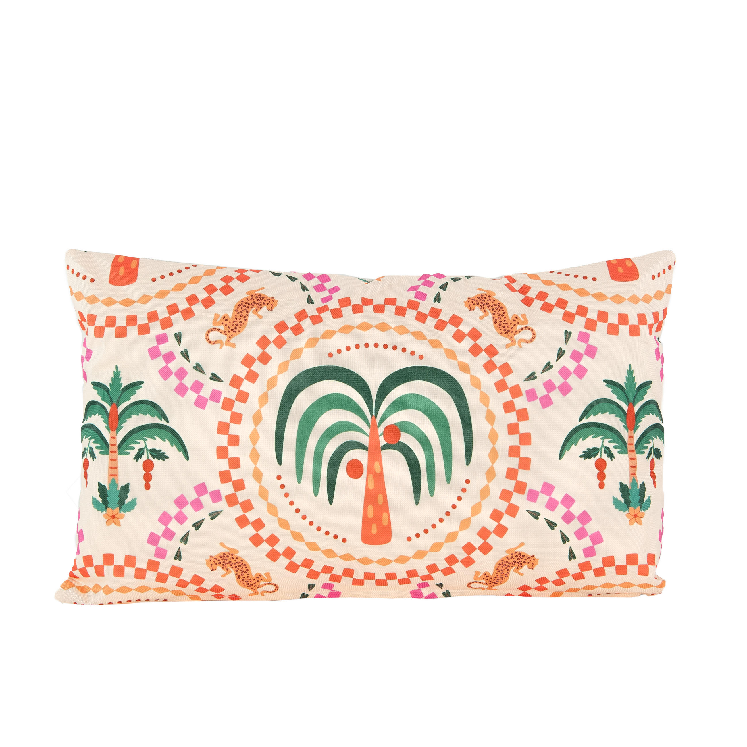 OUTDOOR-KISSEN Palmen  - Multicolor/Creme, Basics, Kunststoff (50/30cm)
