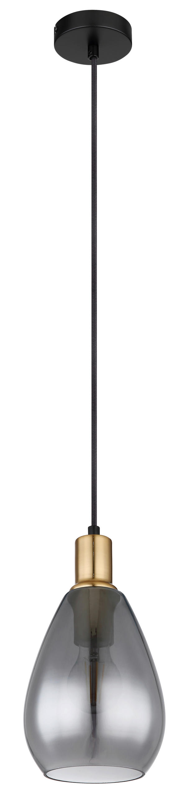 VISEČA SVETILKA  Fanni      15/120 cm      E27 - siva/črna, Design, kovina/steklo (15/120cm) - Globo