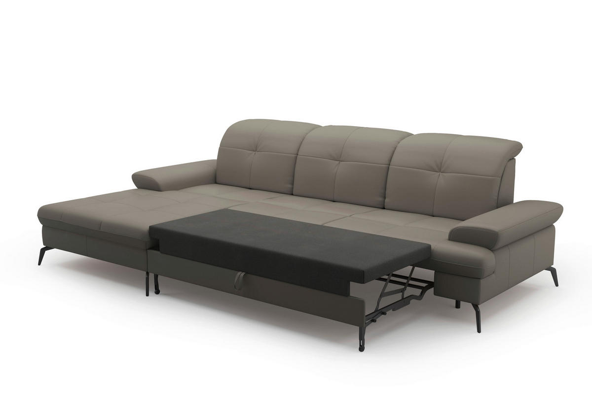 ECKSOFA in Vliesstoff Kombination Echtleder/Stoff Grau  - Schwarz/Grau, Konventionell, Leder/Textil (185/279cm) - Sit & More