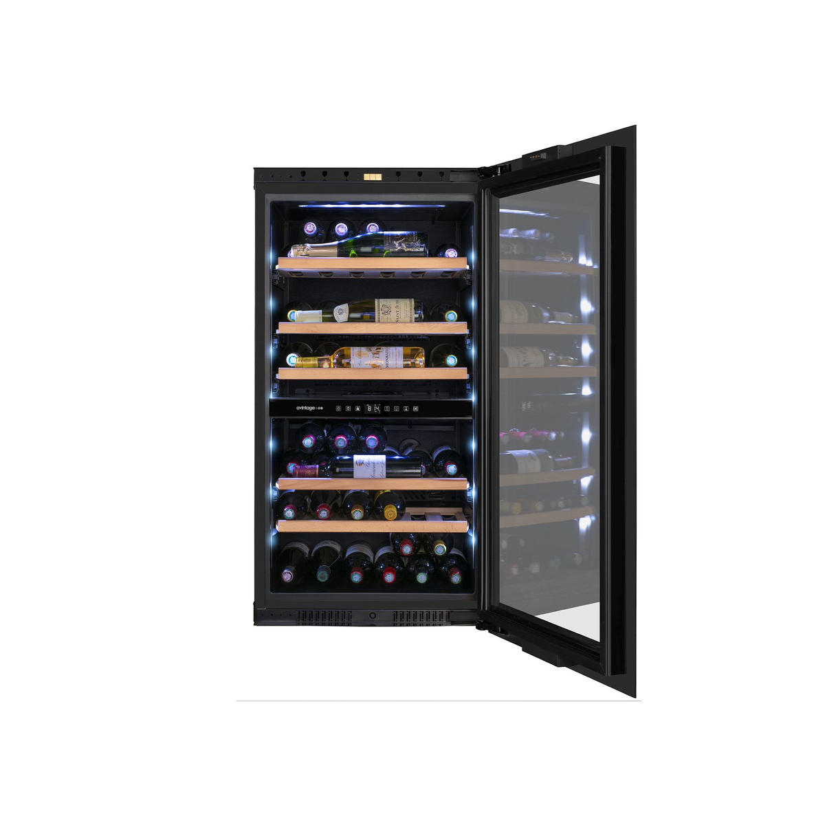WEINKÜHLSCHRANK AVI105PLATINUM  - Schwarz, Basics, Glas/Holz (59,0/105,5/56,5cm)