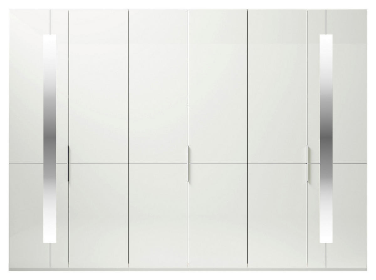 DREHTÜRENSCHRANK 296/236/58 cm 6-türig Weiß  - Chromfarben/Weiß, Design, Glas/Holzwerkstoff (296/236/58cm) - Musterring