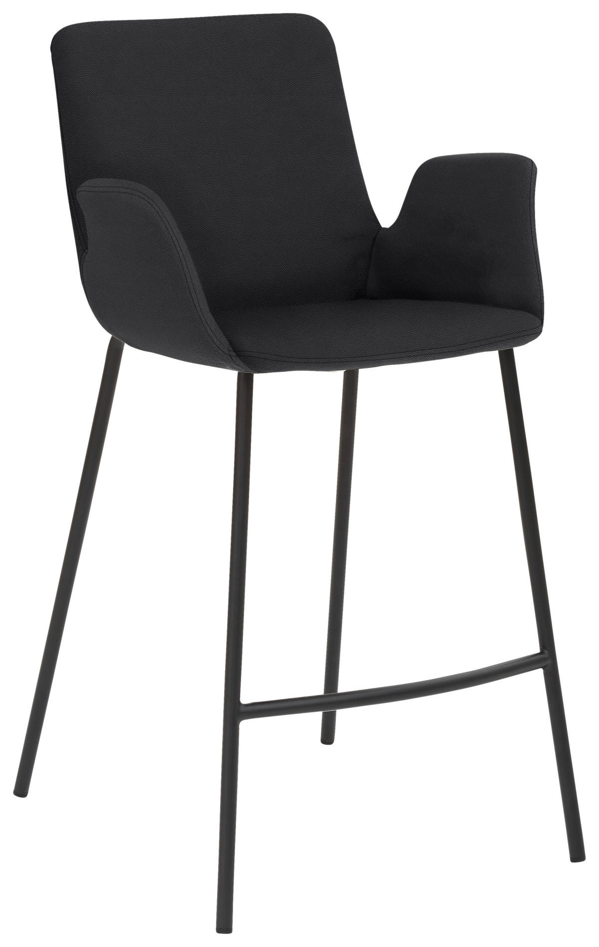 BARHOCKER Mikrofaser Anthrazit, Schwarz Stahl  - Anthrazit/Schwarz, Design, Textil/Metall (53/97/50cm) - Novel