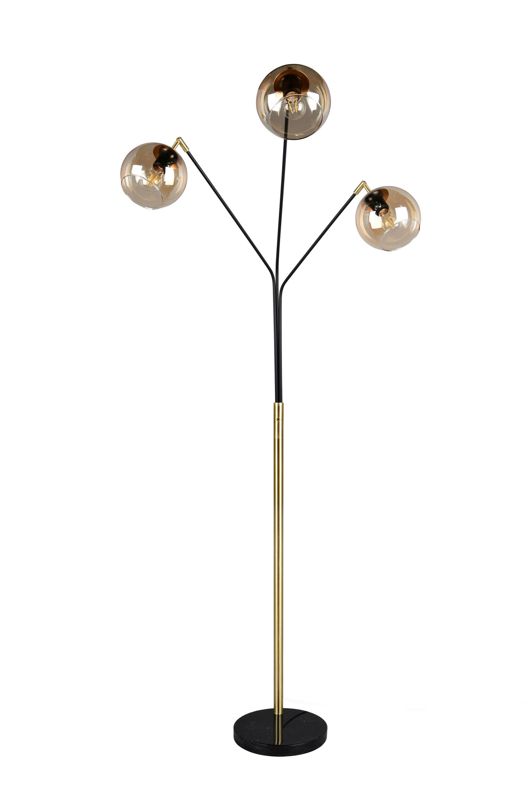 STEHLEUCHTE - Bernsteinfarben/Schwarz, Design, Glas/Metall (67/30/200cm) - Trio Leuchten
