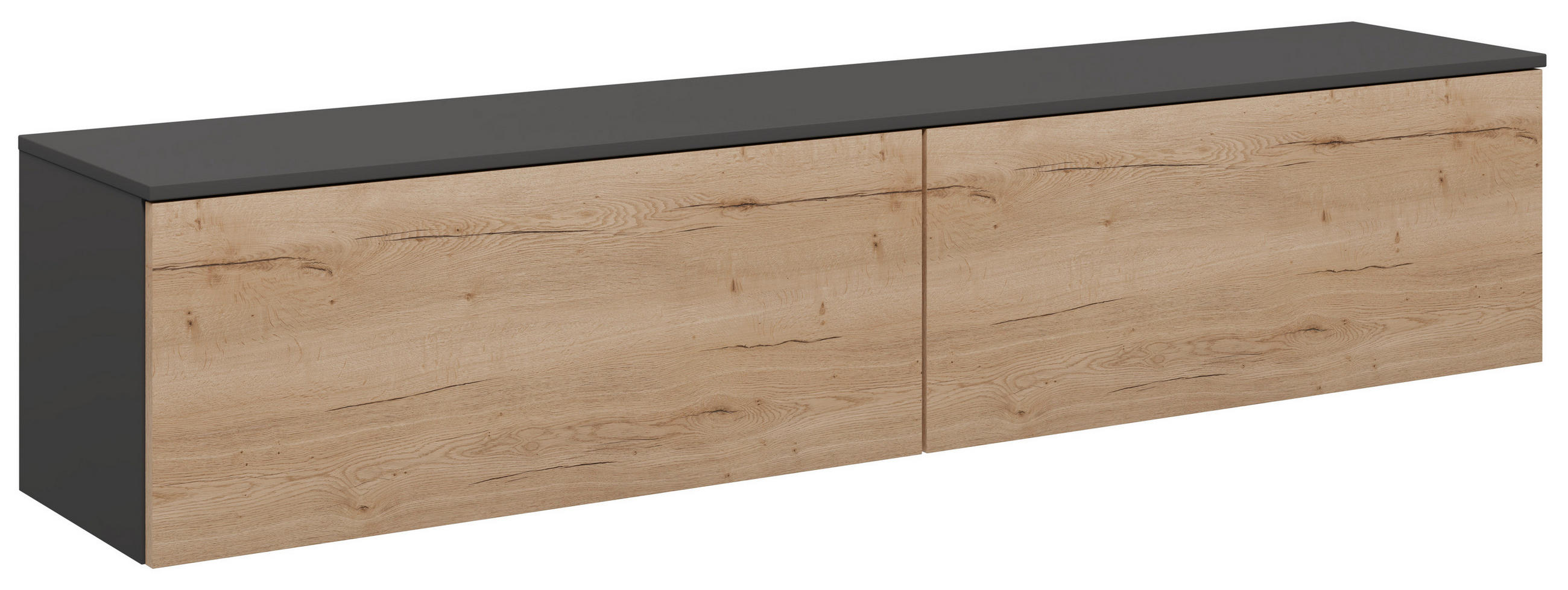 LOWBOARD  180,3/37,6/37,4 cm  individuell planbar, hängend, in verschiedenen Größen erhältlich, in verschiedenen Holzdekoren erhältlich  - Schieferfarben/Eichefarben, Design, Holzwerkstoff (180,3/37,6/37,4cm) - Celina Home