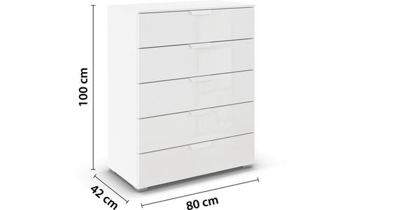 KOMMODE  in 80/100/42 cm  - Weiß, Design, Glas/Holzwerkstoff (80/100/42cm) - Carryhome