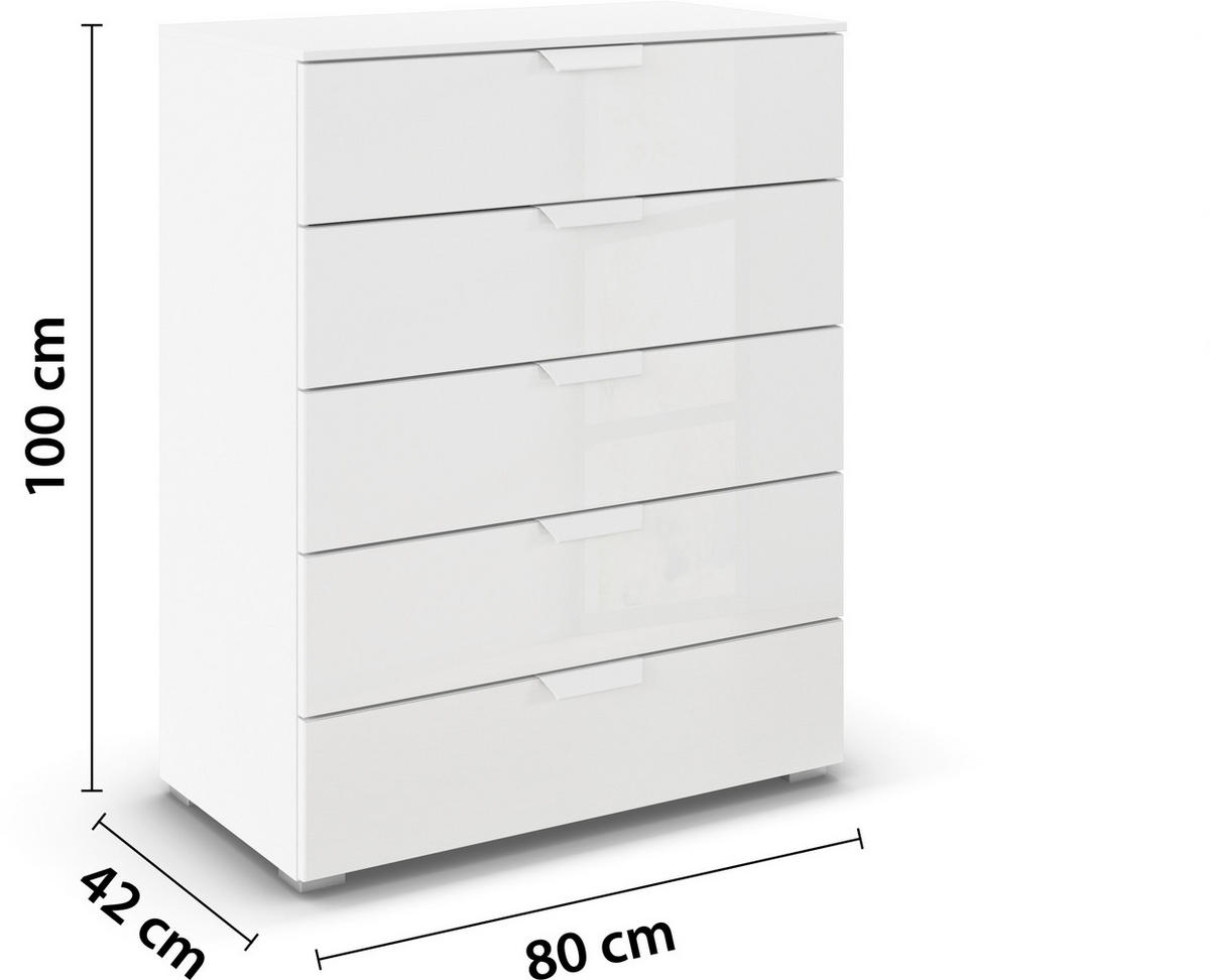 KOMMODE  in 80/100/42 cm  - Weiß, Design, Glas/Holzwerkstoff (80/100/42cm) - Carryhome