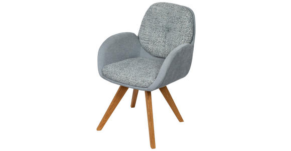 ARMLEHNSTUHL  in Webstoff  - Jadegrün/Eichefarben, Design, Holz/Textil (59/90/64cm) - Linea Natura