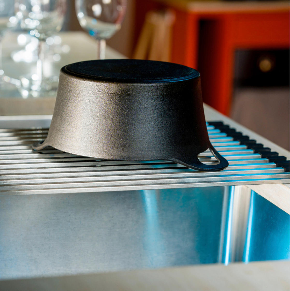 ABTROPFMATTE   - Edelstahlfarben, Basics, Metall (46/32/0,8cm) - HAPPY SINKS